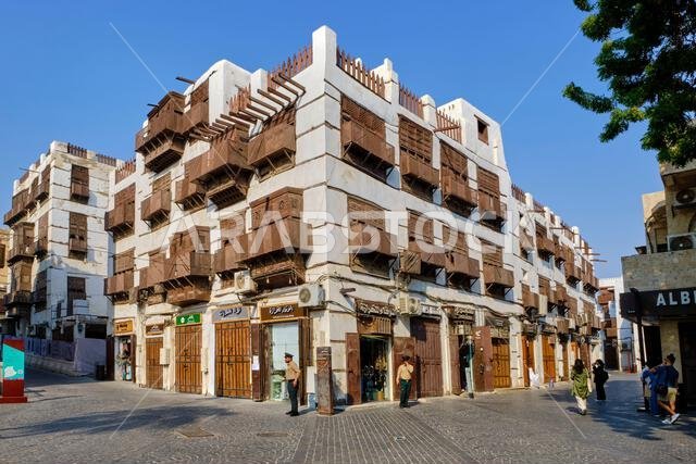 Saudi Arabia, Makkah Province, Jeddah, the historic old town of Al-Balad, UNESCO World Heritage Site, traditional houses