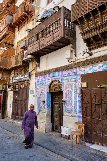 Saudi Arabia, Makkah Province, Jeddah, the historic old town of Al-Balad, UNESCO World Heritage Site, traditional houses