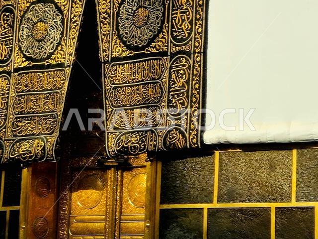 The Kaaba, stone building at the center of Islam's most important mosque and holiest site, the great mosque in Mecca, the direction of praying Qibla,