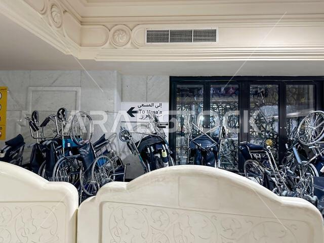 There are many wheelchairs in Al Haram. Saudi Arabia, Mecca, November 24, 2024,