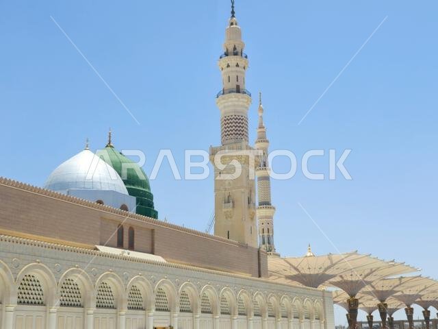 The exterior and the outer view of The Prophet's Mohamed Mosque or Al Masjid Al Nabawi, a major site of pilgrimage that falls under the purview of the The exterior and the outer view of The Prophet's Mohamed Mosque or Al Masjid Al Nabawi, a major site of pilgrimage that falls under the purview of the