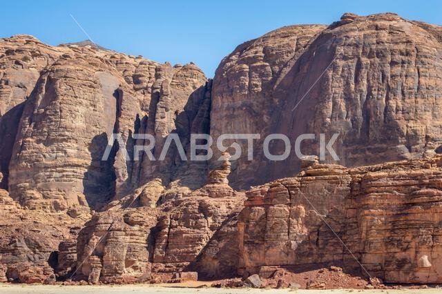View of rock mountain at Saudi Arabia Alula in a sunny day.