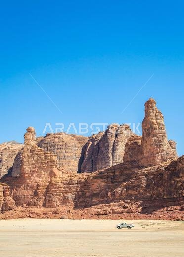 View of rock mountains at Saudi Arabia Alula in a sunny day.