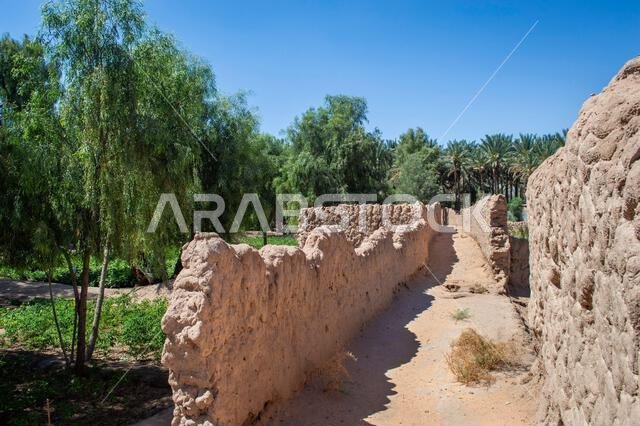 View of Oasis Heritage Trail in Saudi Arabia AlUla on a sunny day.