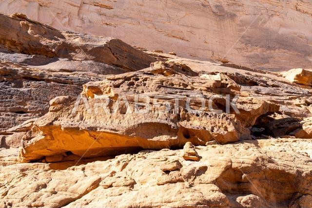Jabal Ikmah, UNESCO open air library carved into sandstone rocks of AlUla, Saudi Arabia, preserves ancient words and inscriptions of old civilisation