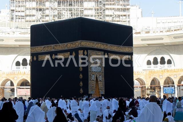 Mecca - Saudi Arabia: 5 October 2025. Muslim pilgrims at the Kaaba in The Haram Mosque of Mecca.