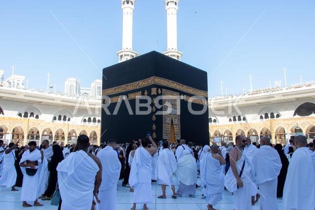Mecca - Saudi Arabia: 5 October 2025. Muslim pilgrims at the Kaaba in The Haram Mosque of Mecca.