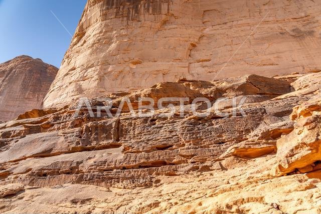 Jabal Ikmah, UNESCO open air library carved into sandstone rocks of AlUla, Saudi Arabia, preserves ancient words and inscriptions of old civilisation