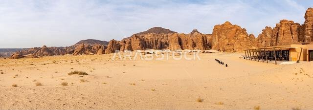 Sandstone formations of Ashar Valley provide a breathtaking backdrop for the luxurious resorts within amazing desert landscape of AlUla, Saudi Arabia Sandstone formations of Ashar Valley provide a breathtaking backdrop for the luxurious resorts within amazing desert landscape of AlUla, Saudi Arabia
