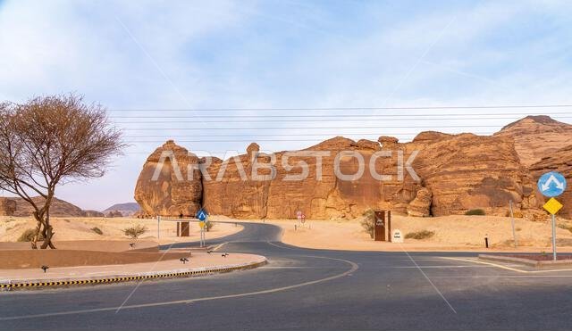 The panoramic Ashar Valley showcases the amazing sandstone rock formations of region of AlUla, a breathtaking desert landscape in Saudi Arabia The panoramic Ashar Valley showcases the amazing sandstone rock formations of region of AlUla, a breathtaking desert landscape in Saudi Arabia