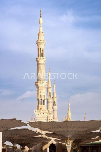 Giant umbrellas of the grand King Abdullah Expansion of the Prophets Mosque in Medina, second holiest site of Islam in Saudi Arabia Giant umbrellas of the grand King Abdullah Expansion of the Prophets Mosque in Medina, second holiest site of Islam in Saudi Arabia