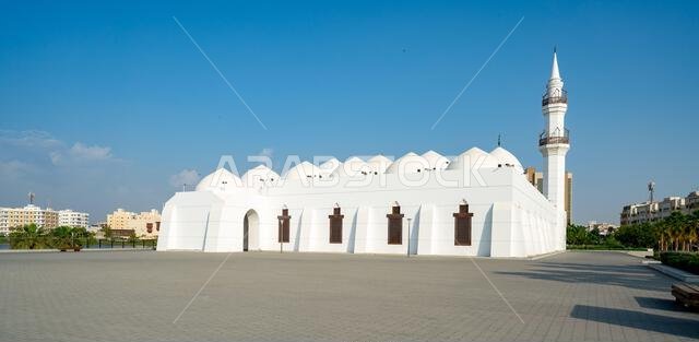The Masjid Al-Jaffali, or Jaffali Mosque, an architectural gem in in Jeddah, its intricate domes reflecting the rich Islamic heritage of Saudi Arabia
