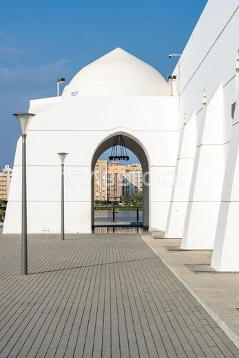 The Masjid Al-Jaffali, or Jaffali Mosque, an architectural gem in in Jeddah, its intricate domes reflecting the rich Islamic heritage of Saudi Arabia