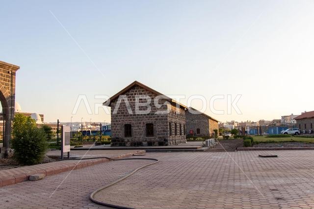 Saudi - Arabia 1 October 2024. Former train station of Hejaz railway in Medina city. Ottoman buildings in Medina.