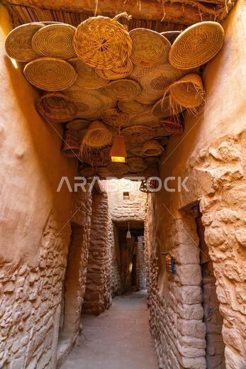 AlUla, Saudi Arabia - December 15, 2024: AlUla Old Town, in Saudi Arabia, historic mud brick city with ancient ruins and traditional narrow streets