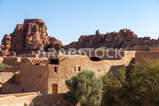 AlUla, Saudi Arabia - December 15, 2024: AlUla Old Town, in Saudi Arabia, historic mud brick city with ancient ruins and traditional narrow streets