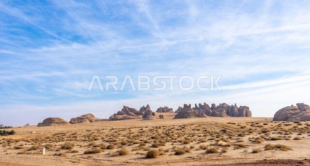 يُبرز الطريق الصحراوي الخلاب بين العلا وتبوك في المملكة العربية السعودية تكوينات صخرية رملية مذهلة وإطلالة بانورامية خلابة. يُبرز الطريق الصحراوي الخلاب بين العلا وتبوك في المملكة العربية السعودية تكوينات صخرية رملية مذهلة وإطلالة بانورامية خلابة.