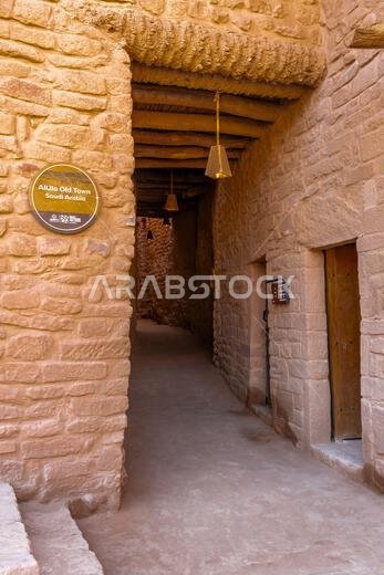AlUla, Saudi Arabia - December 15, 2024: AlUla Old Town, in Saudi Arabia, historic mud brick city with ancient ruins and traditional narrow streets