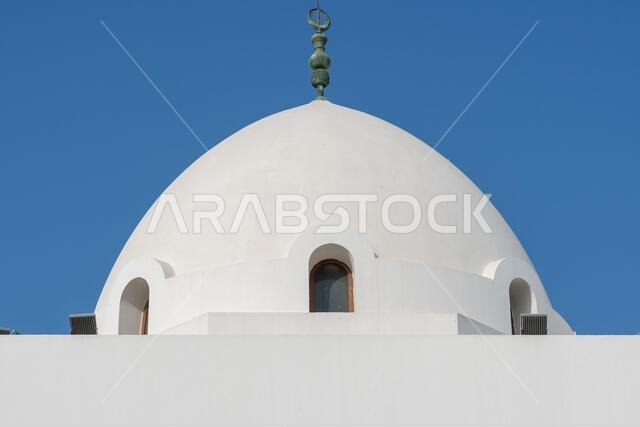 The Masjid Al-Jaffali, or Jaffali Mosque, an architectural gem in in Jeddah, its intricate domes reflecting the rich Islamic heritage of Saudi Arabia