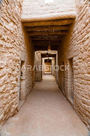 AlUla, Saudi Arabia - December 15, 2024: AlUla Old Town, in Saudi Arabia, historic mud brick city with ancient ruins and traditional narrow streets