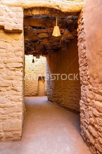 AlUla, Saudi Arabia - December 15, 2024: AlUla Old Town, in Saudi Arabia, historic mud brick city with ancient ruins and traditional narrow streets
