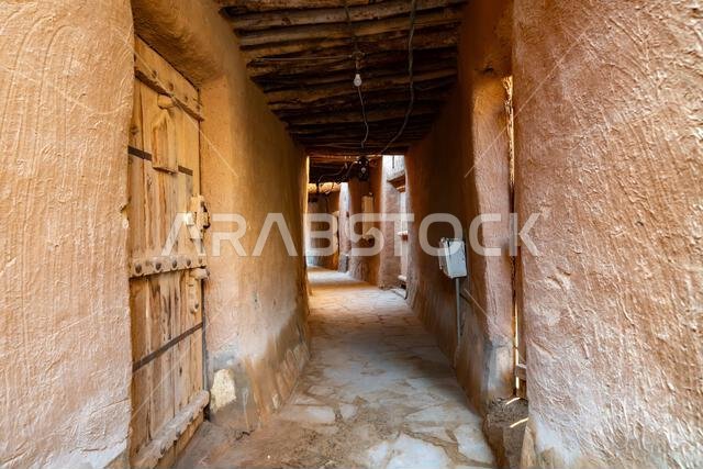 Ushaiqer , Saudi Arabia - December 14, 2024: view of Ancient Traditional Mud Buildings in old village of Ushaiqer Heritage Village, Saudi Arabia