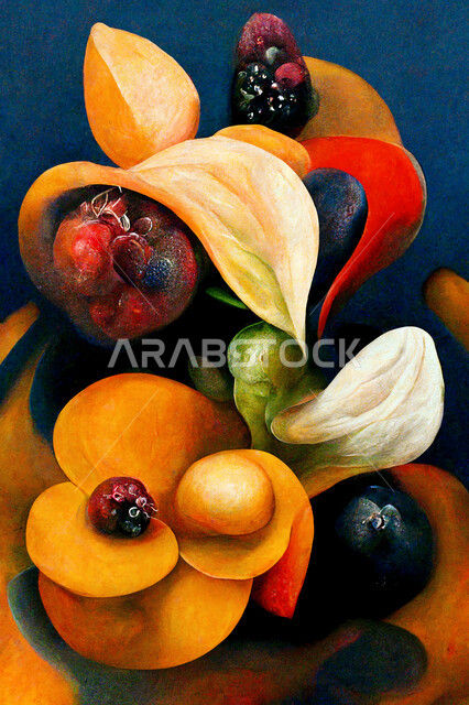 صورة مقربة للوحة فنية ابداعية ، رسوم فنية ، فن تشكيلي ، لوحة فنية جدارية ، لوحات رسم ، معارض و فنون