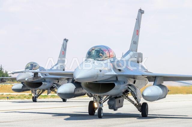 Konya, Turkey - 07.02.2025: Several war planes from Turkish, United States, Qatar, Egypt, Hungary, Azerbaijan and Saudi Arabia Air Forces gather for a