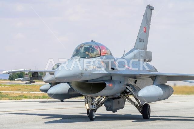 Konya, Turkey - 07.02.2025: Several war planes from Turkish, United States, Qatar, Egypt, Hungary, Azerbaijan and Saudi Arabia Air Forces gather for a