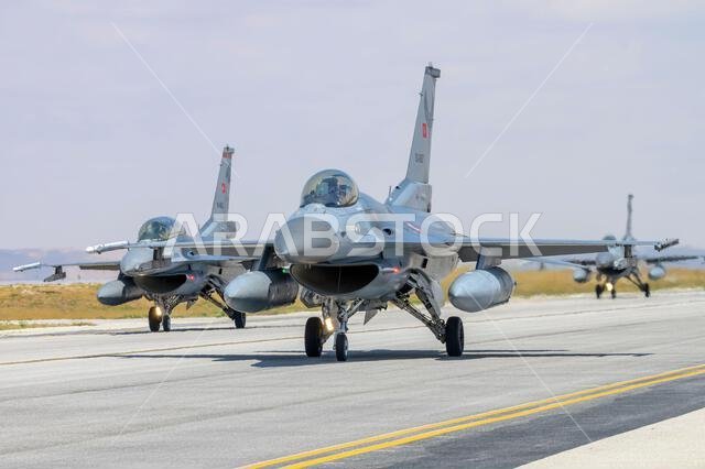 Konya, Turkey - 07.02.2025: Several war planes from Turkish, United States, Qatar, Egypt, Hungary, Azerbaijan and Saudi Arabia Air Forces gather for a