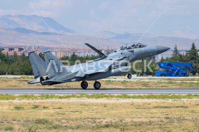 Konya, Turkey - 07.02.2025: Several war planes from Turkish, United States, Qatar, Egypt, Hungary, Azerbaijan and Saudi Arabia Air Forces gather for a