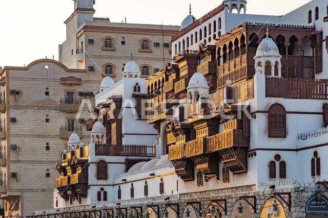 Jeddah, Saudi Arabia - December 19, 2024:  Al Tayibat City Museum in Jeddah at sunset, Saudi Arabia, with its traditional architectural design, showca
