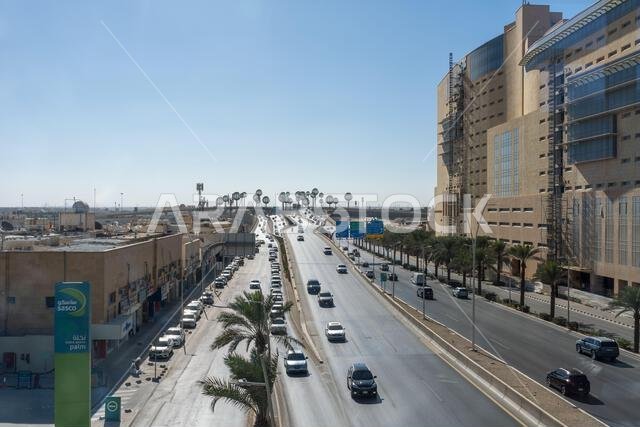 Riyadh, Saudi Arabia - December 22, 2024: View of King Abdullah Road from King Saud University Metro Station of Riyadh, in Saudi Arabia