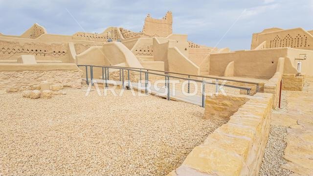Panoramic view of Diriyah, a UNESCO World Heritage site near Riyadh, showcasing the unique mud-brick architecture and the restoration efforts