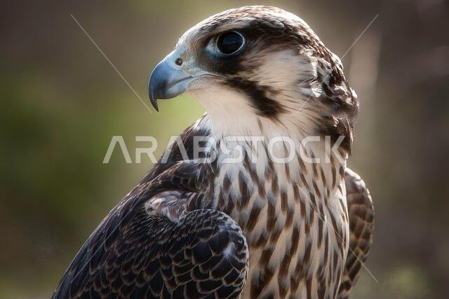 A falcon during a falconry training in the desert in Riyadh, Saudi Arabia.