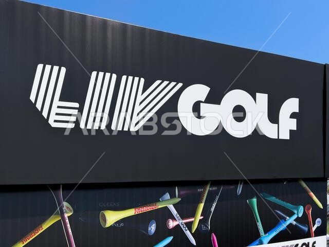 Liv Golf sign at the Bolingbrook Golf Club. Liv Golf is a professional men's golf tour, which is financed by Public Investment Fund.