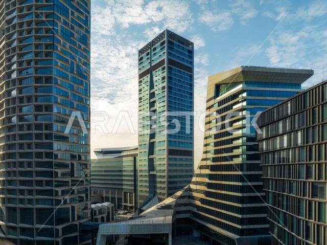 Modern buildings in King Abdullah Financial District (KAFD), Riyadh, Saudi Arabia.