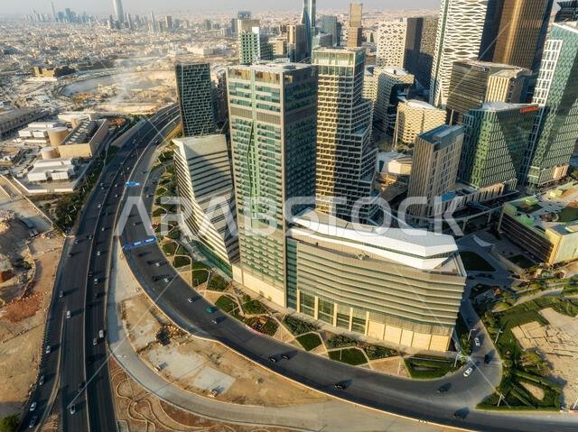 Modern buildings in King Abdullah Financial District (KAFD), Riyadh, Saudi Arabia.