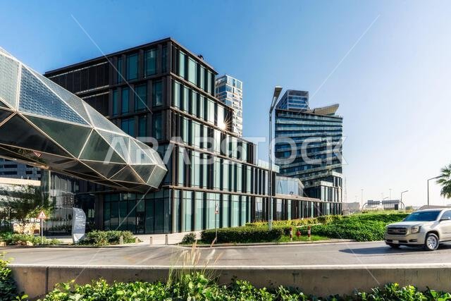 Modern buildings in King Abdullah Financial District (KAFD), Riyadh, Saudi Arabia.