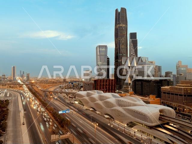 Modern buildings in King Abdullah Financial District (KAFD), Riyadh, Saudi Arabia.
