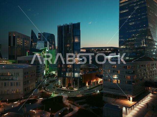 Modern buildings in King Abdullah Financial District (KAFD), Riyadh, Saudi Arabia.