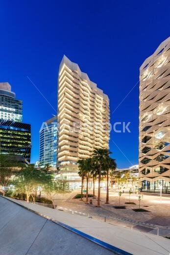 Modern buildings in King Abdullah Financial District (KAFD), Riyadh, Saudi Arabia.