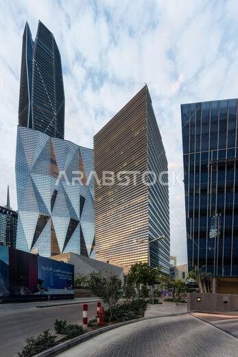 Modern buildings in King Abdullah Financial District (KAFD), Riyadh, Saudi Arabia.