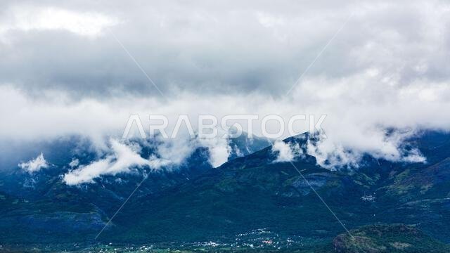 Wonderful view of the clouds from Alsoda mountains in Abha city southern Part of Saudi Arabia.
