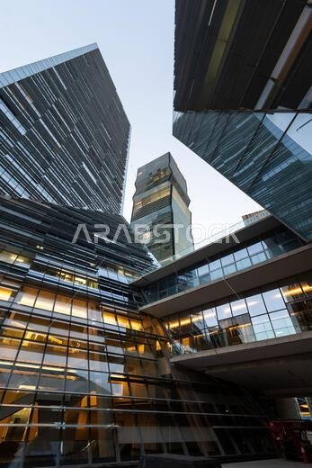 Modern buildings in King Abdullah Financial District (KAFD), Riyadh, Saudi Arabia.