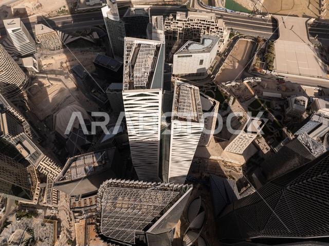 Modern buildings in King Abdullah Financial District (KAFD), Riyadh, Saudi Arabia.