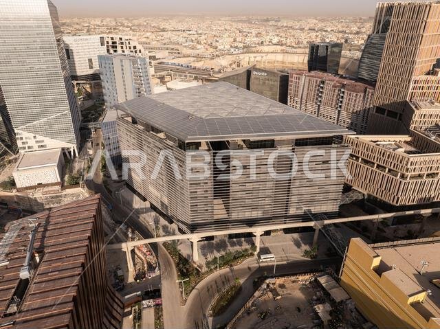 Modern buildings in King Abdullah Financial District (KAFD), Riyadh, Saudi Arabia.