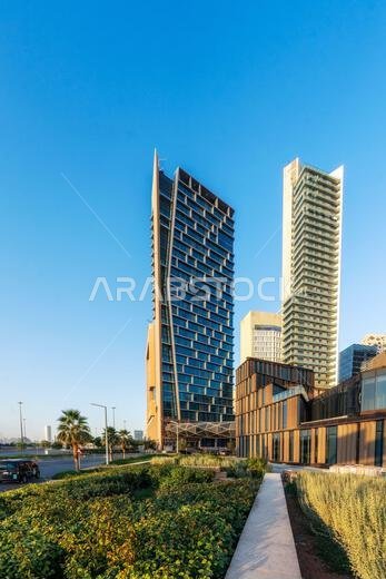 Modern buildings in King Abdullah Financial District (KAFD), Riyadh, Saudi Arabia.