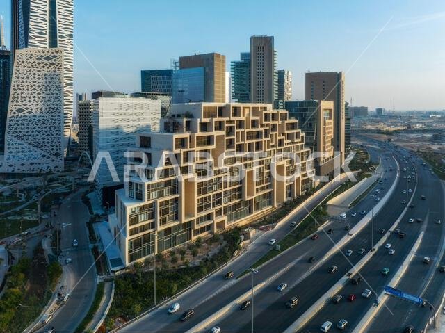 Modern buildings in King Abdullah Financial District (KAFD), Riyadh, Saudi Arabia.