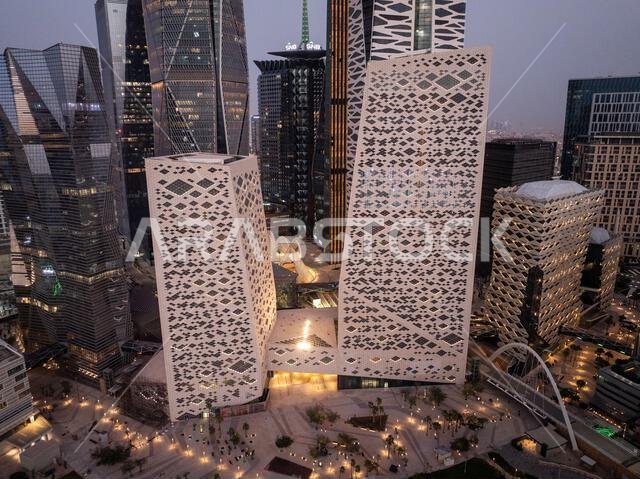Modern buildings in King Abdullah Financial District (KAFD), Riyadh, Saudi Arabia.
